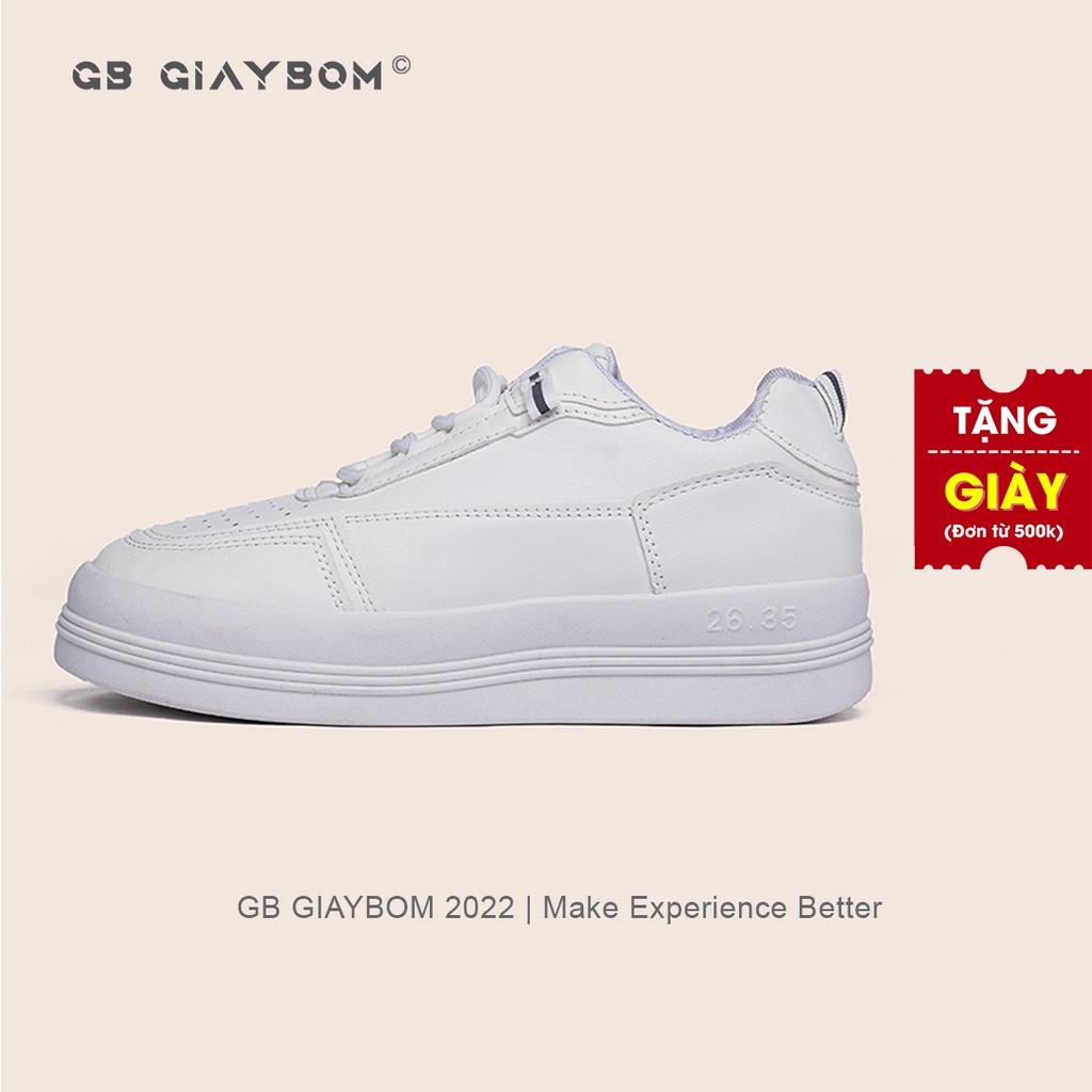 Giày Sneaker Nữ Đế Cao Da PU Mềm Đế Êm Thích Hợp Đi Làm, Đi Học, Chơi Màu Trắng Kem giayBOM Classics B1207