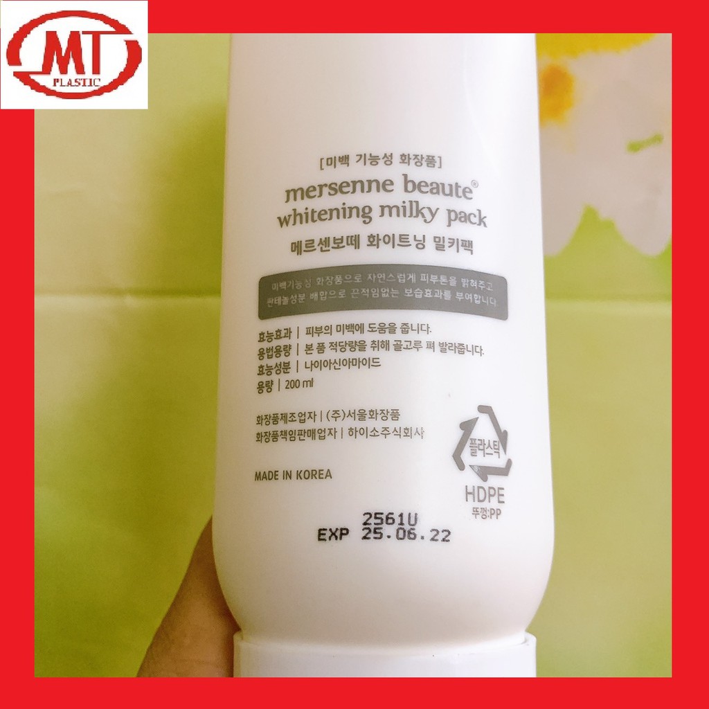 [Nội địa Hàn] sữa dưỡng  body mersenne beaute  tone up milky dưỡng da siêu trắng makup, bật tone da tuýp 200g
