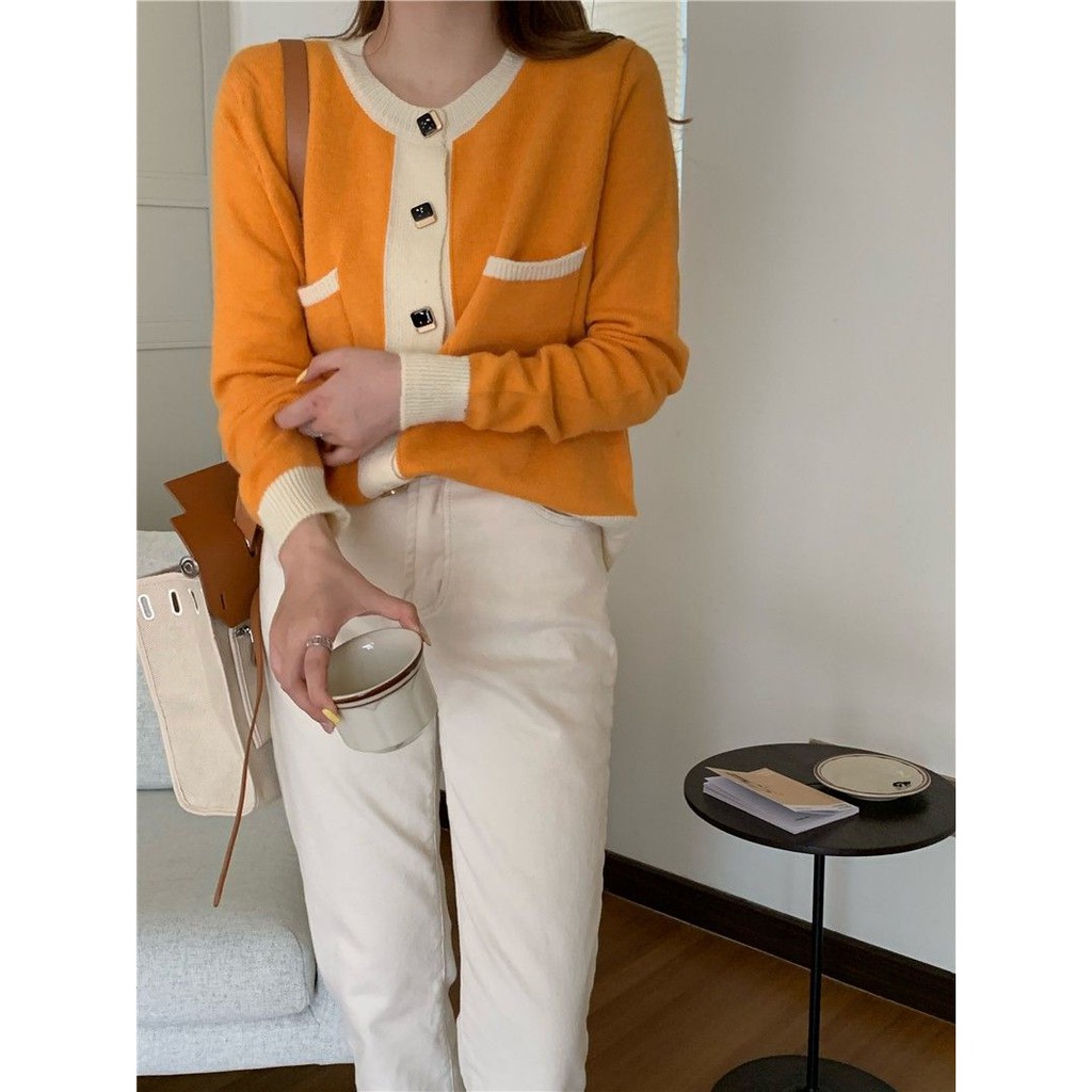 Áo cadigan len cúc vuông túi ngực nữ tính ulzzang - Có ảnh thật