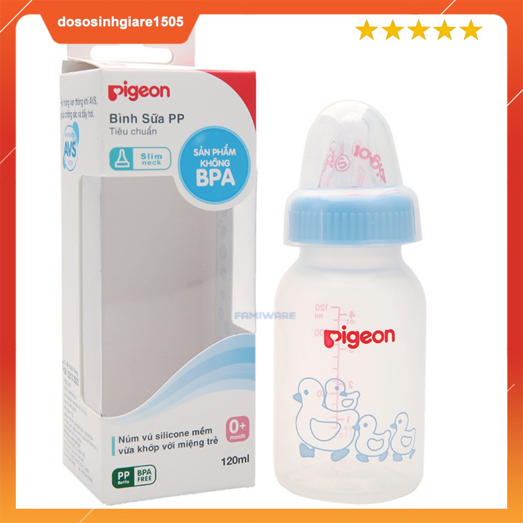 Bình sữa Pigeon PP cổ hẹp 120ML