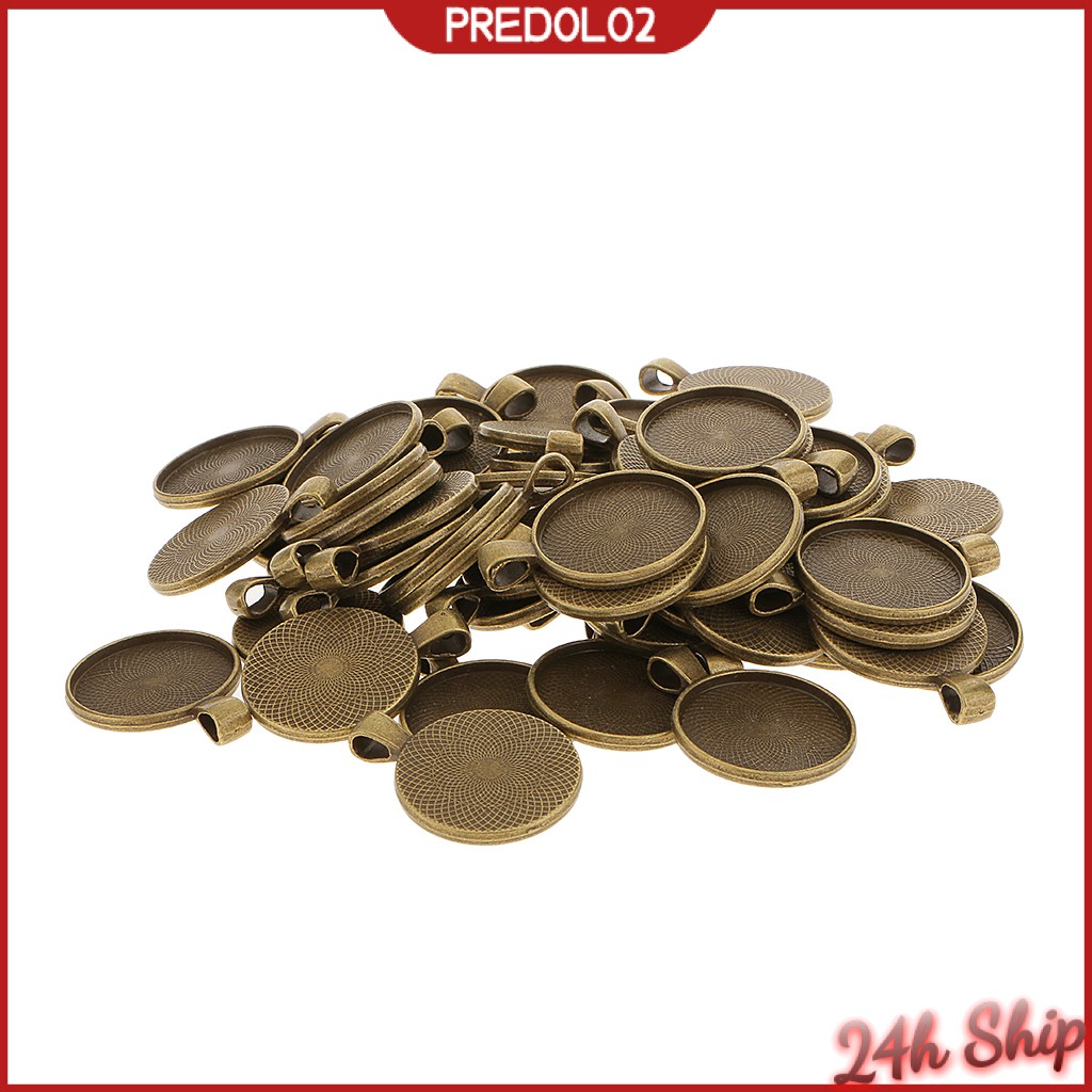 50pcs Round Pendant Base Tray 25mm Cabochon Setting Bezel Pendant Blanks