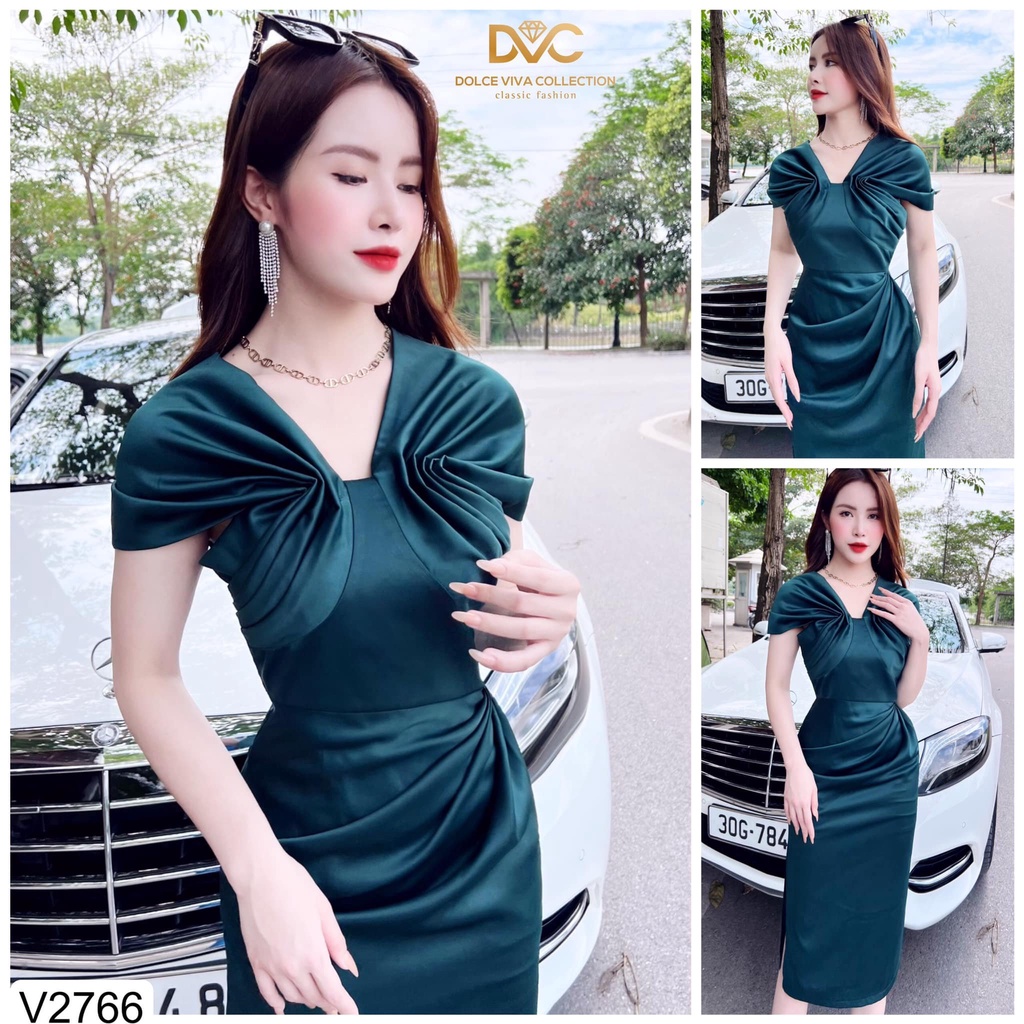 VÁY BODY LỤA NHÚN EO SANG CHẢNH DVC V2766