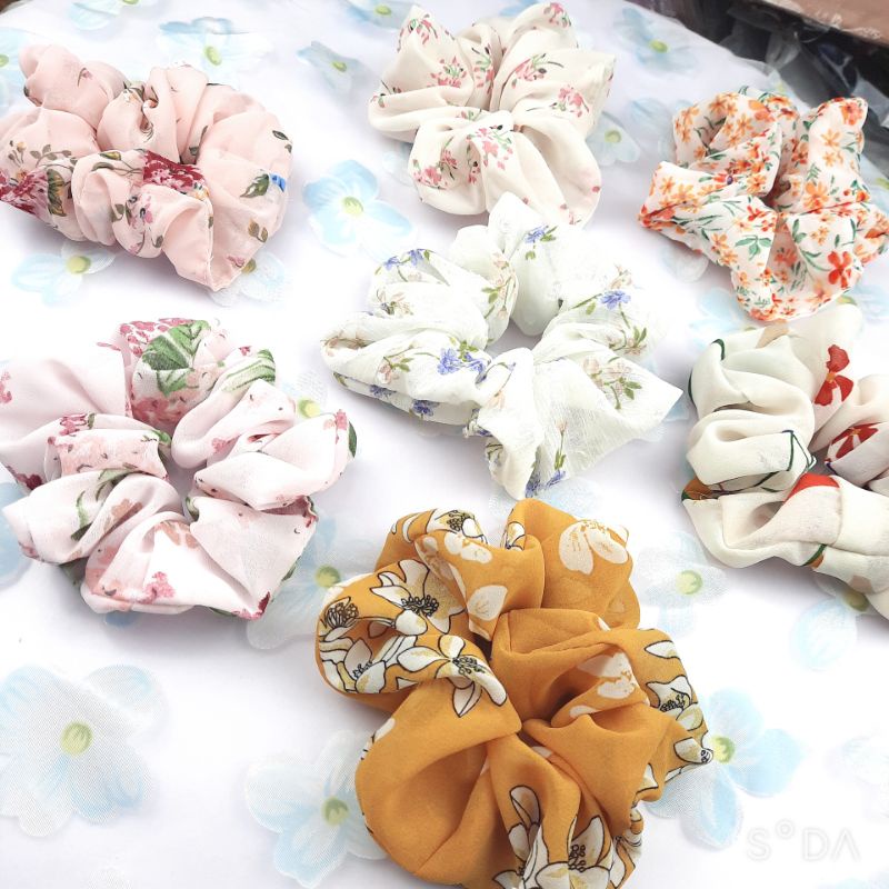 Chun buộc tóc scrunchies họa tiết hoa nhí