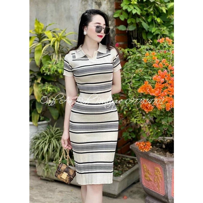 Váy body len mongtoghi cổ đức, Đầm len dáng ôm sexxy co giãn VL1563 - NhiNhi Shop