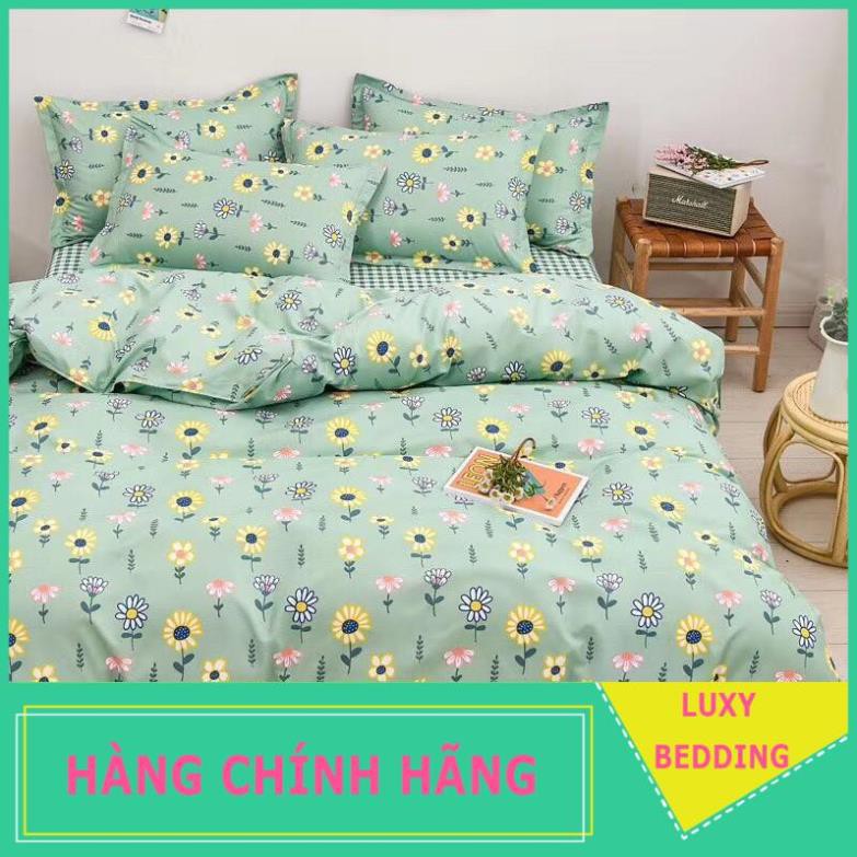 Bộ chăn ga gối cotton poly hoa cúc vàng nhập khẩu bộ 4 món Chăn, ga , 2 vỏ gối