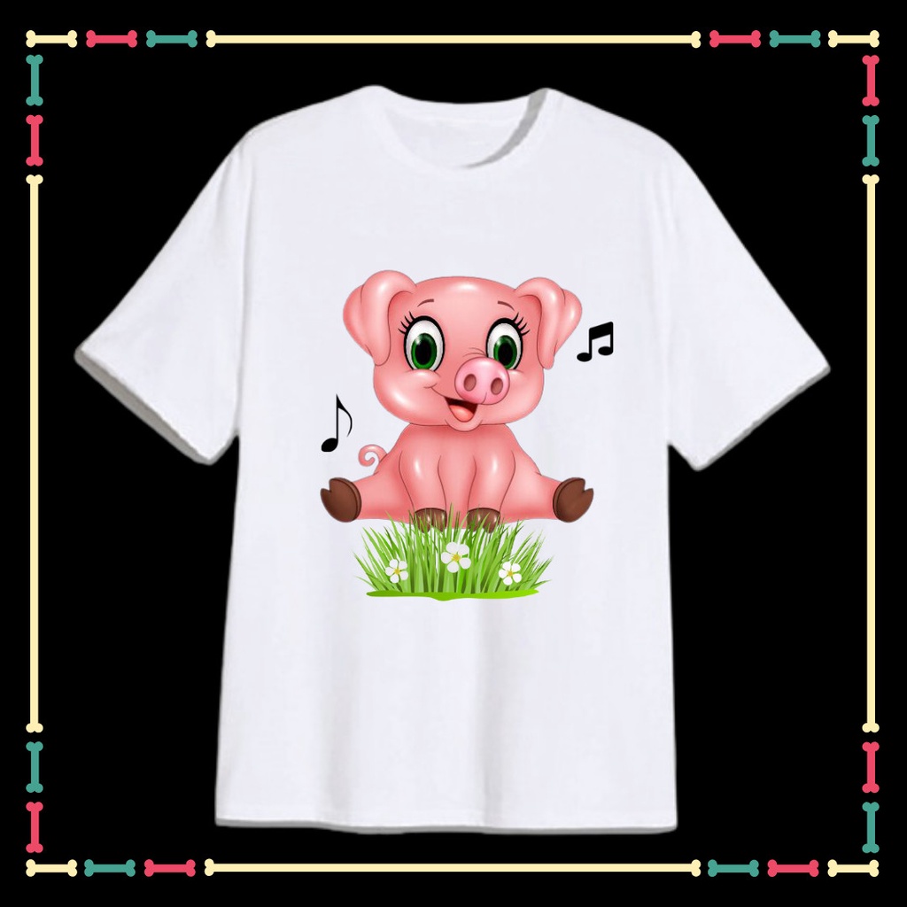 Áo Thun Heo Hồng dễ thương tay ngắn cho trẻ em, người lớn