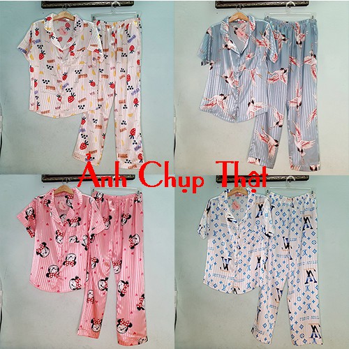 Đồ bộ pijama lụa gấm cao cấp, đồ ngủ quần dài tay ngắn dùng như đồ bộ nữ mặc nhà, đồ bộ đi chơi đều được - Anquachi | BigBuy360 - bigbuy360.vn