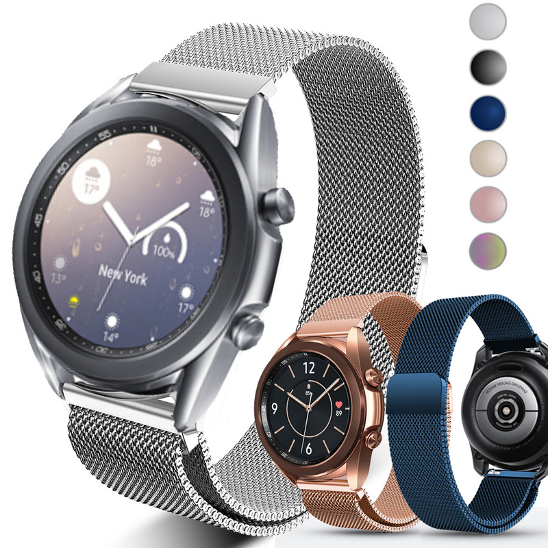 Dây Đeo Thép 20mm 22mm Siêu Mỏng Cho Đồng Hồ Samsung Galaxy Watch 3 41mm 45mm Gear S2 S3 S4 2 2neo