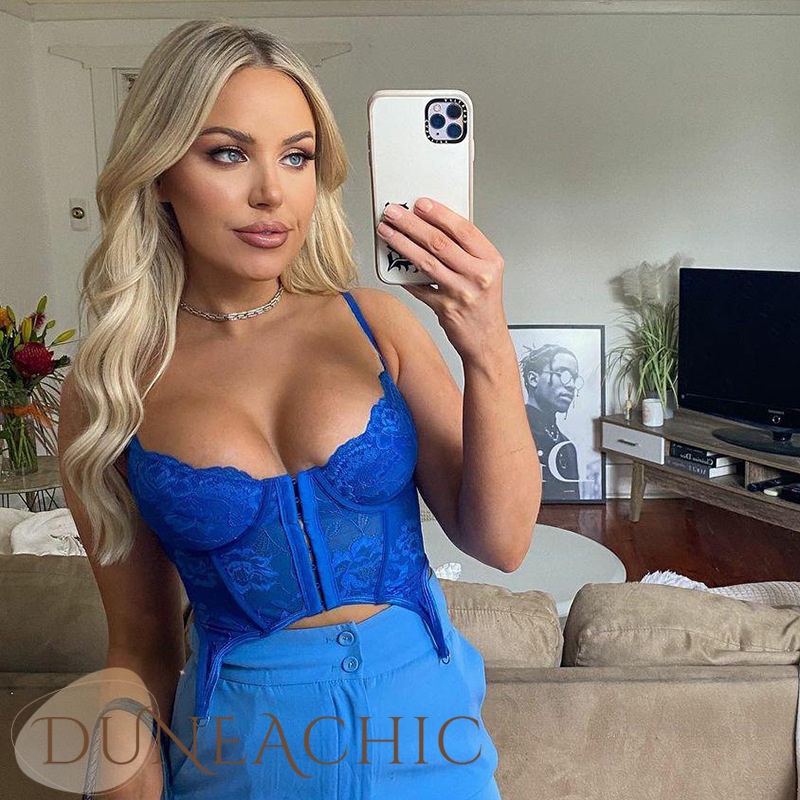 DUNEA Áo Hai Dây Phối Ren Thiết Kế Dây Đan Chéo Hở Lưng Phong Cách Quyến Rũ