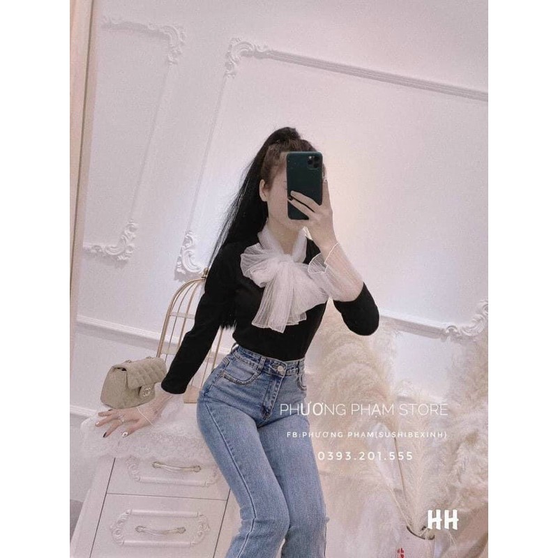 Áo len kèm khăn nơ to loại 1