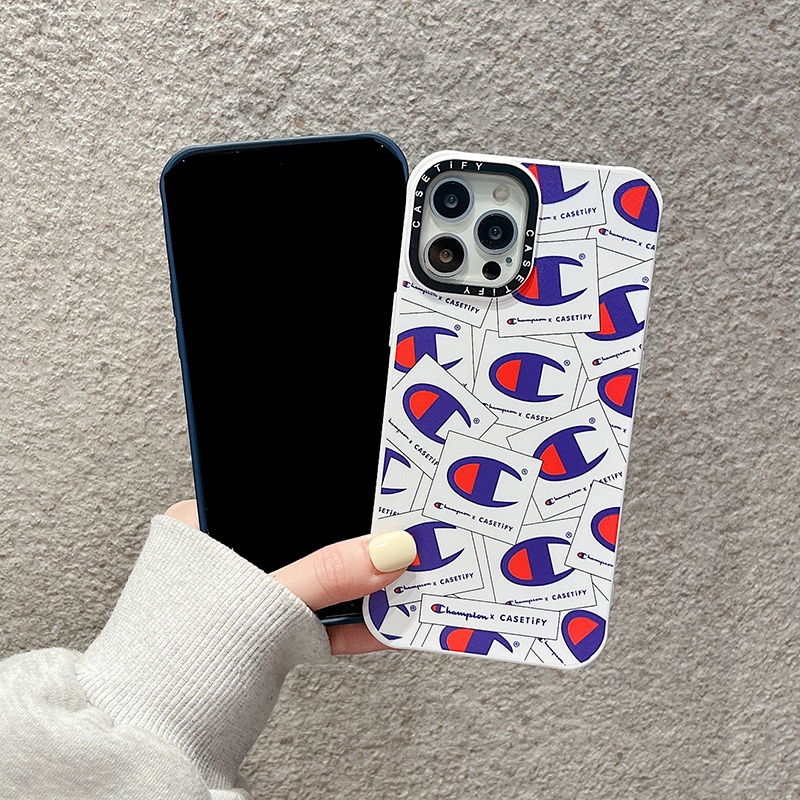 Ốp Điện Thoại Silicon Màu Kẹo In Logo Champion Cho iPhone 13 12 11 Pro Max X XS XR XS Max 8 7 Plus
