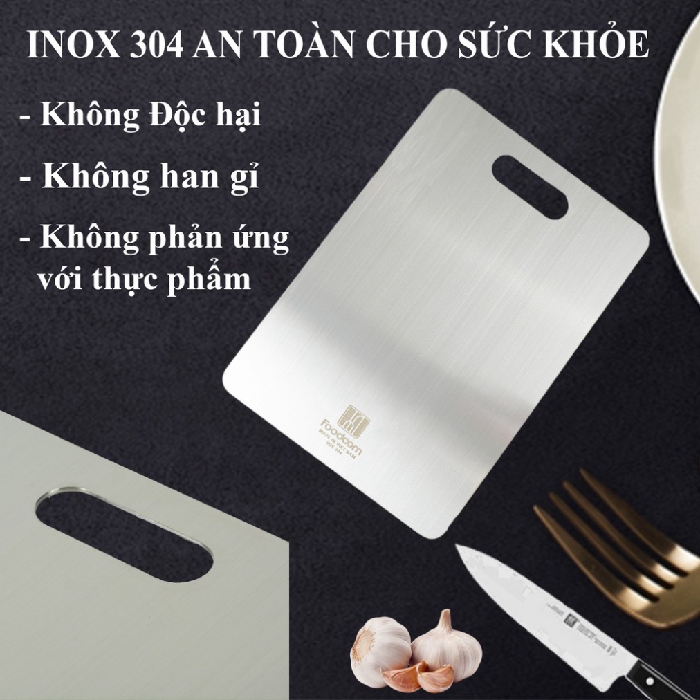 Thớt Inox 304 Cao Cấp Kháng Khuẩn - Chống Ẩm Mốc Độc Hại, vệ sinh dễ dàng, tiện lời, cường lực không mùn gỗ, an toàn HOT