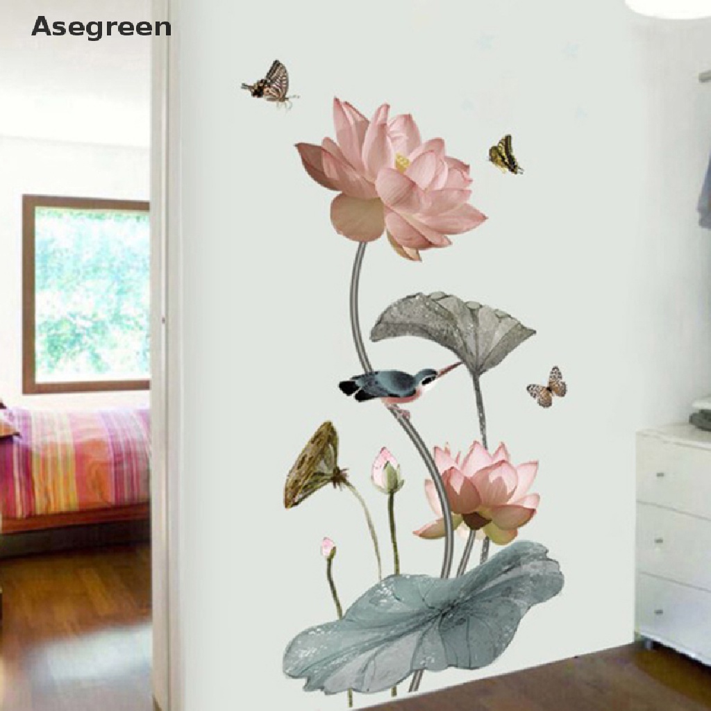 Giấy dán tường trang trí phòng khách hình hoa sen lớn xinh xắn