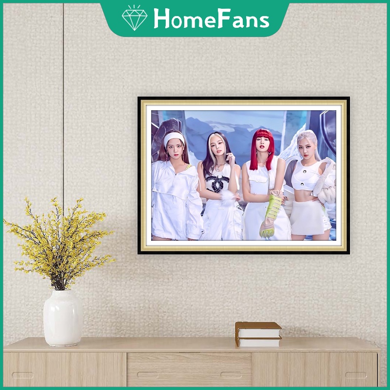 Bộ Tranh Đính Đá 5D Tự Làm Hình Nhóm Nhạc Blackpink 30x40cm/40x50cm Trang Trí Nhà Cửa