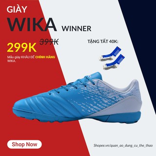 [CHÍNH HÃNG ]Giày bóng đá nam sân cỏ nhân tạo Wika Winner chính hãng xanh ngọc đẹp bền giá rẻ KM - Tặng Tất chống trượt