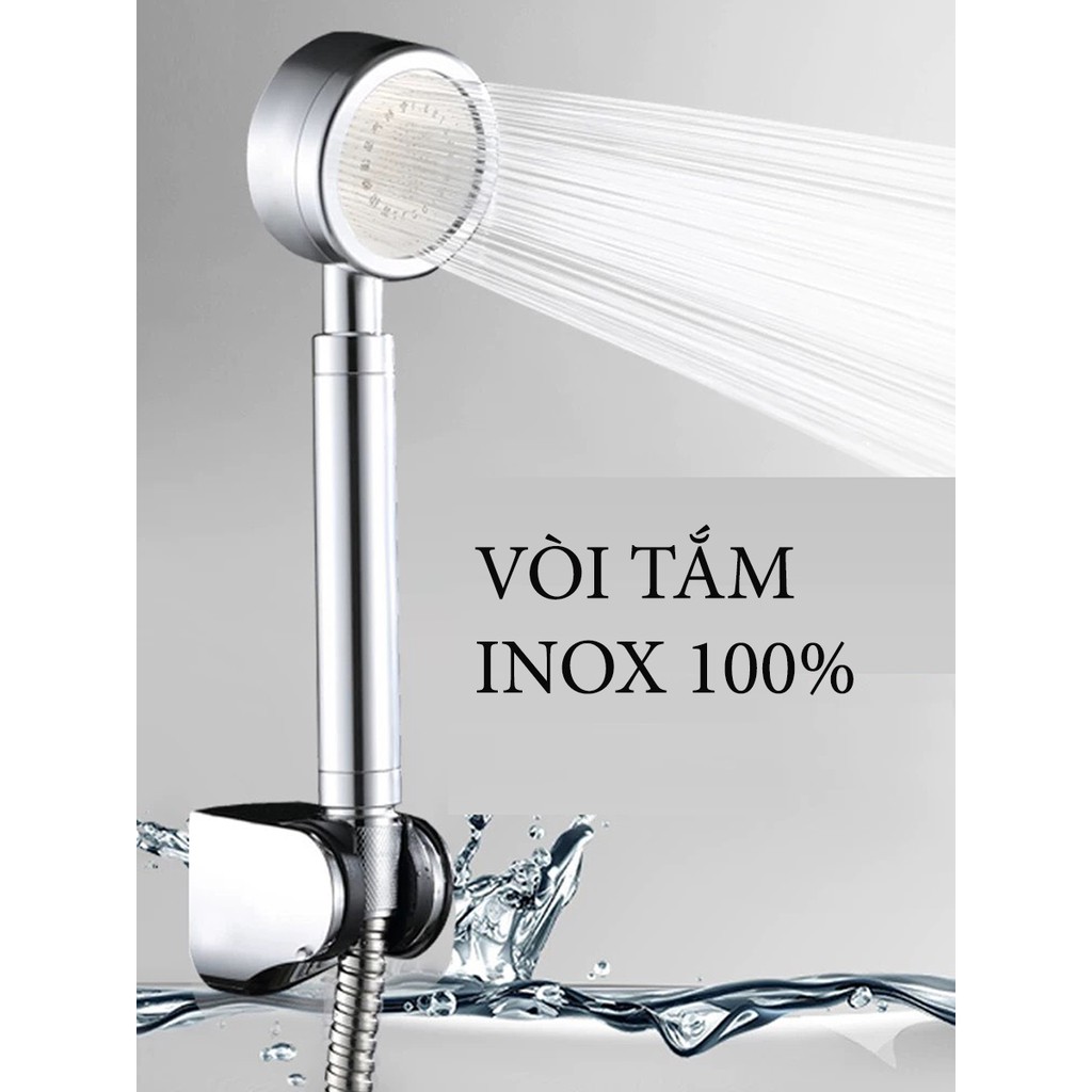 Bộ vòi sen tăng áp Lux LX009 - TĂNG ÁP TỐI ĐA 400% - Tay sen + Dây + Gác cài