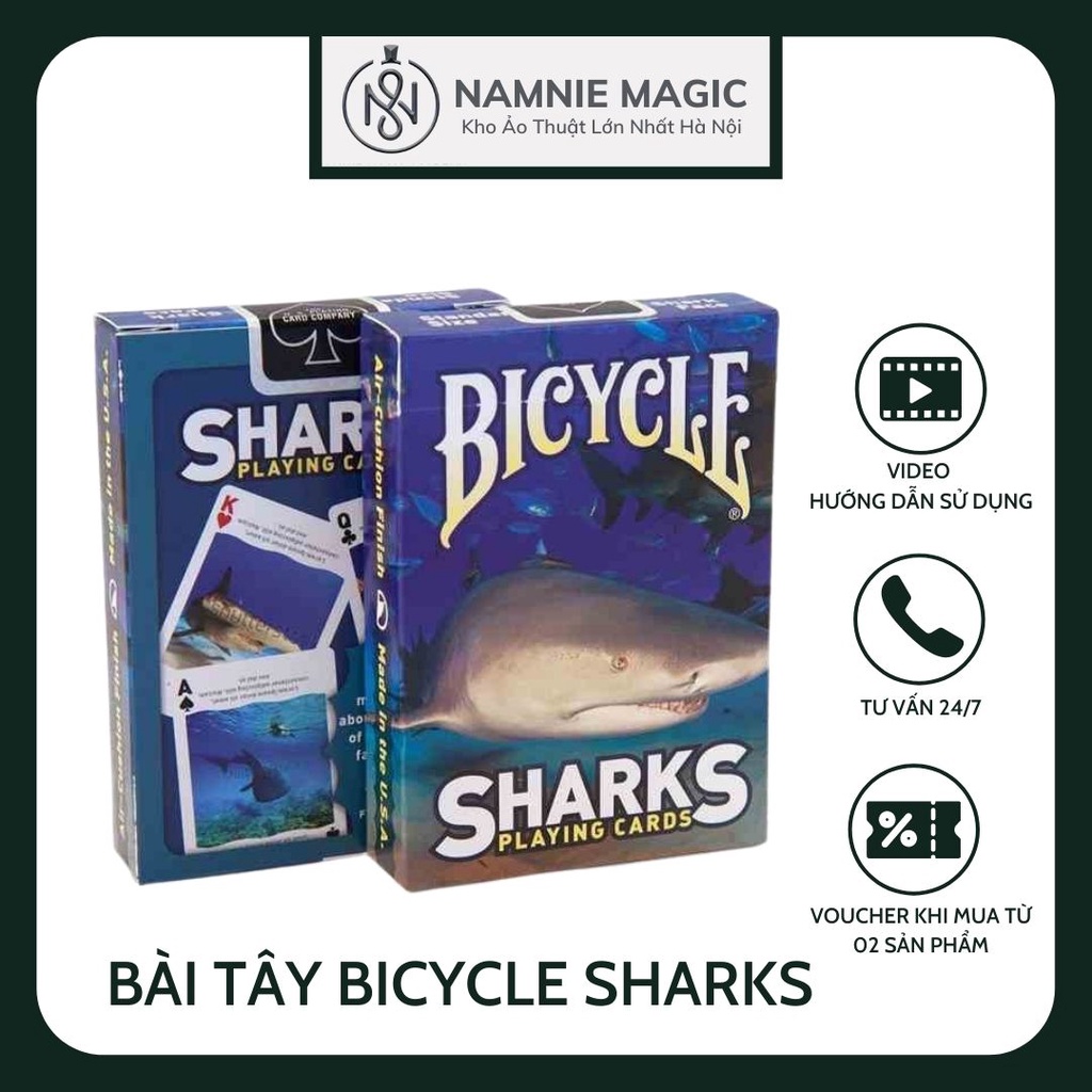 Bộ Bài Tây Bicycle Shark, Bài Ảo Thuật, Giấy Lụa, Nhựa, Chơi Poker,Standard Playing Cards, Múa Bài