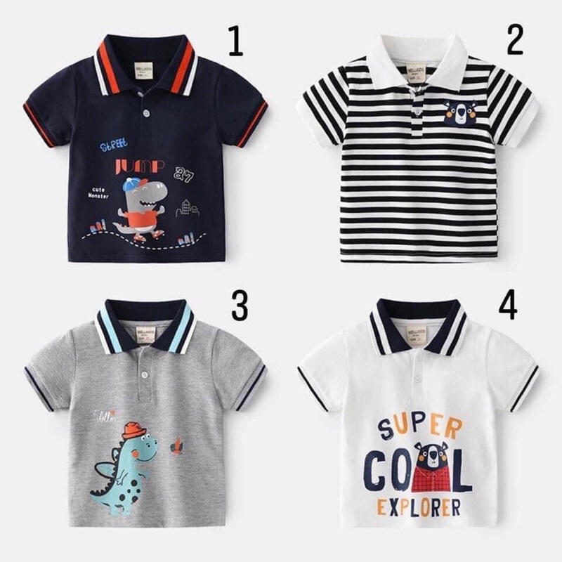 (jean baby) Áo phông cộc tay cổ polo cho bé trai size 7-17kg