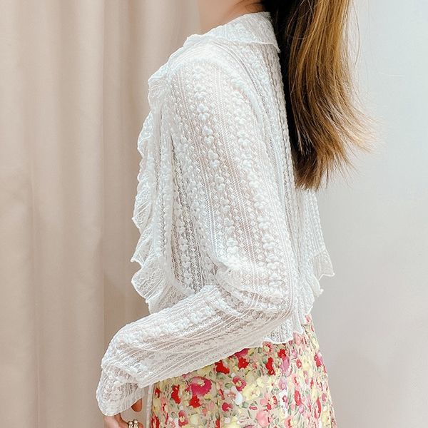 Áo Khoác Cardigan Mỏng Dáng Ngắn Phối Ren Thời Trang Cho Nữ