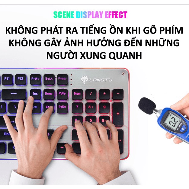 Bàn phím LANGTU L1 chuyên game mặt nhôm cao cấp full size 104 phím có đèn led viền 7 màu - VL