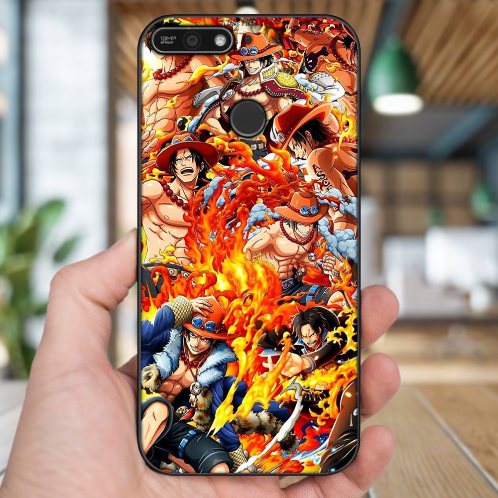 Ốp lưng Huawei Y6 Prime viền đen in hình Ace One Piece