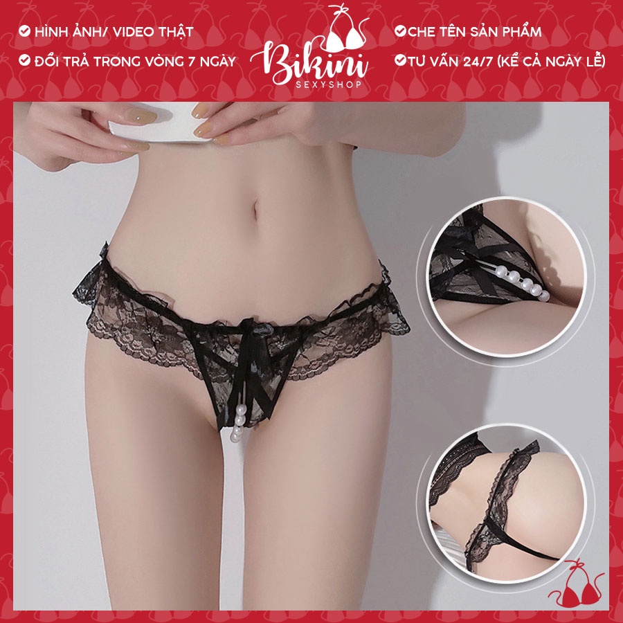 QUẦN LÓT LỌT KHE XẺ ĐÁY REN LƯỚI ĐÍNH CHUỖI NGỌC SEXY FREESIZE 017