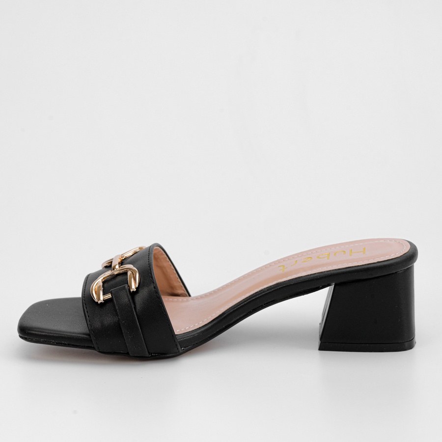 Guốc Cao Gót 5P Nữ Đế Vuông Đẹp Dáng / Sandal Cao Mũi Vuông Quai Ngang Thời Trang Công Sở - Thương Hiệu Hubert