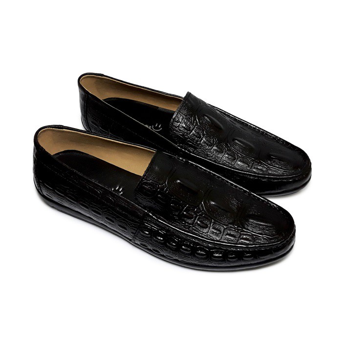 GIÀY LƯỜI NAM HAPPYSHOES DA BÒ VÂN CÁ SẤU CAO CẤP - HS12