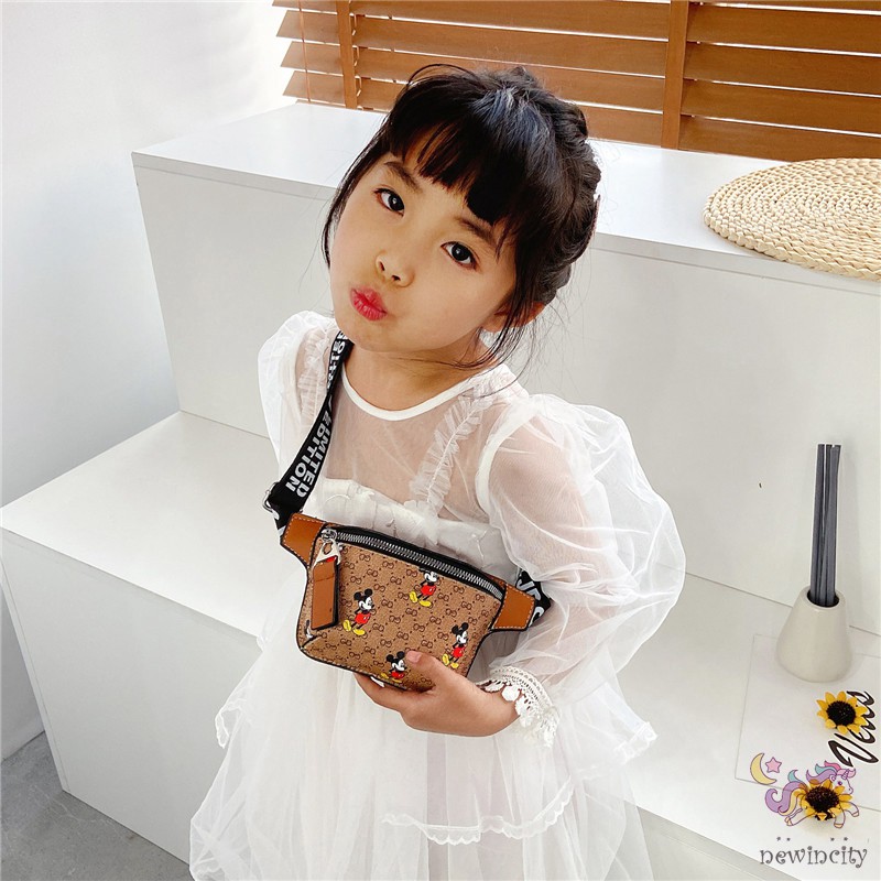 Túi đeo chéo PU họa tiết hoạt hình phong cách Hàn Quốc dành cho các bé