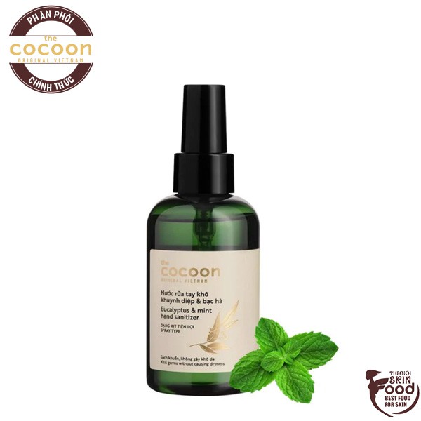 Nước Xịt Rửa Tay Khô, Vật Dụng Giúp Kháng Khuẩn The Cocoon Eucalyptus &amp; Mint Hand Sanitizer 140ml