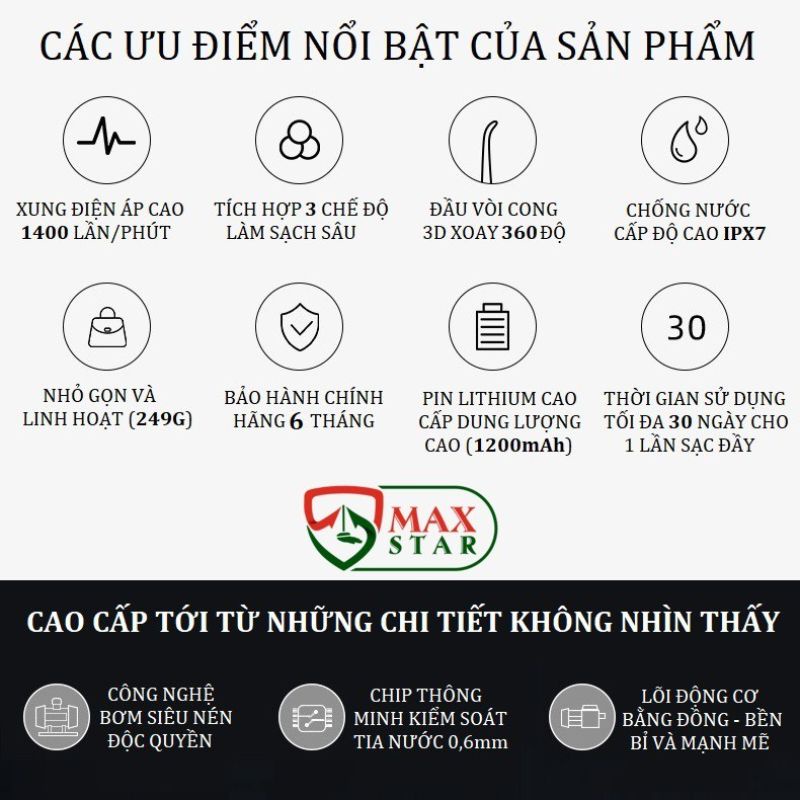 Máy Tăm Nước Cầm Tay - Tăm Nước Vệ Sinh Răng Miệng Oral Irrigator Bản Quốc Tế Chuẩn Châu Âu có sẵn