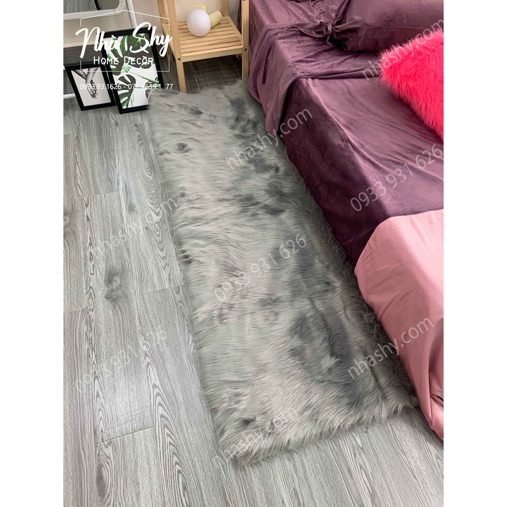 Thảm Lông Hồ Ly Cao Cấp dài 5cm - Màu Xám Và Trắng - Chụp Ảnh Trang Trí Nhiều Size