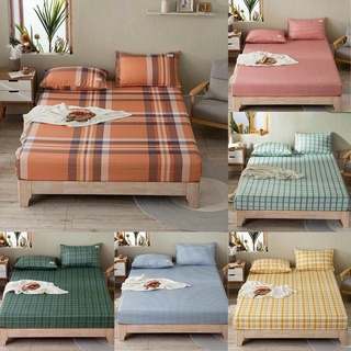 Bộ chăn ga gối , drap giường 3 chi tiết cotton TC họa tiết kẻ nhiều màu sắc