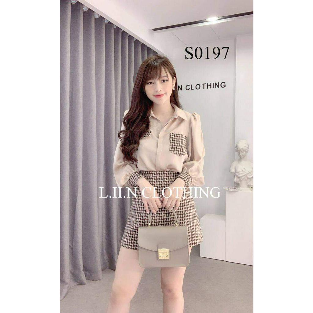 ÁO SƠ MI LỤA SATIN PHỐI TÚI CARO AM71