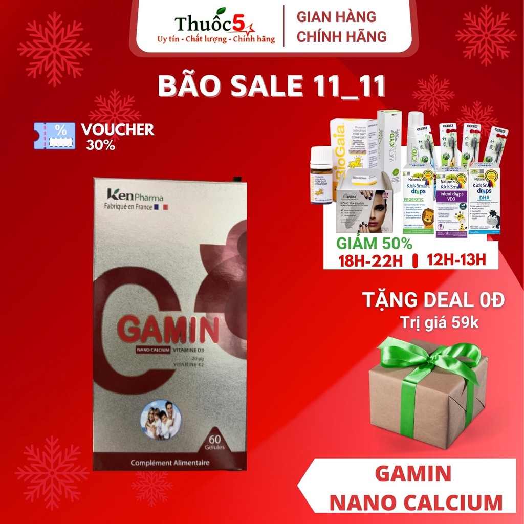 [GIÁ GỐC] Gamin Nano Calcium - Bổ sung canxi - Hộp 60 viên