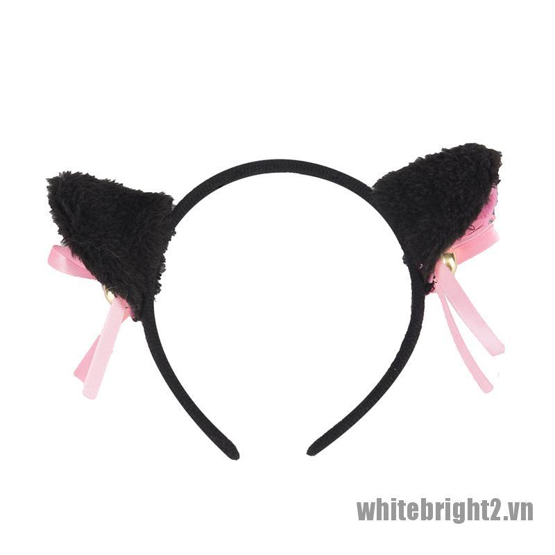 Bộ 5 phụ kiện hóa trang mèo bao gồm băng đô + nơ + đuôi + bàn chân dễ thương