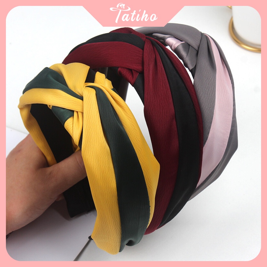 Cài Tóc Unisex, Băng Đô Lụa Satin Phối Hai Màu Cao Cấp Sang Trong Phong Cách Hàn Quốc - Tatiho - Mã CT013