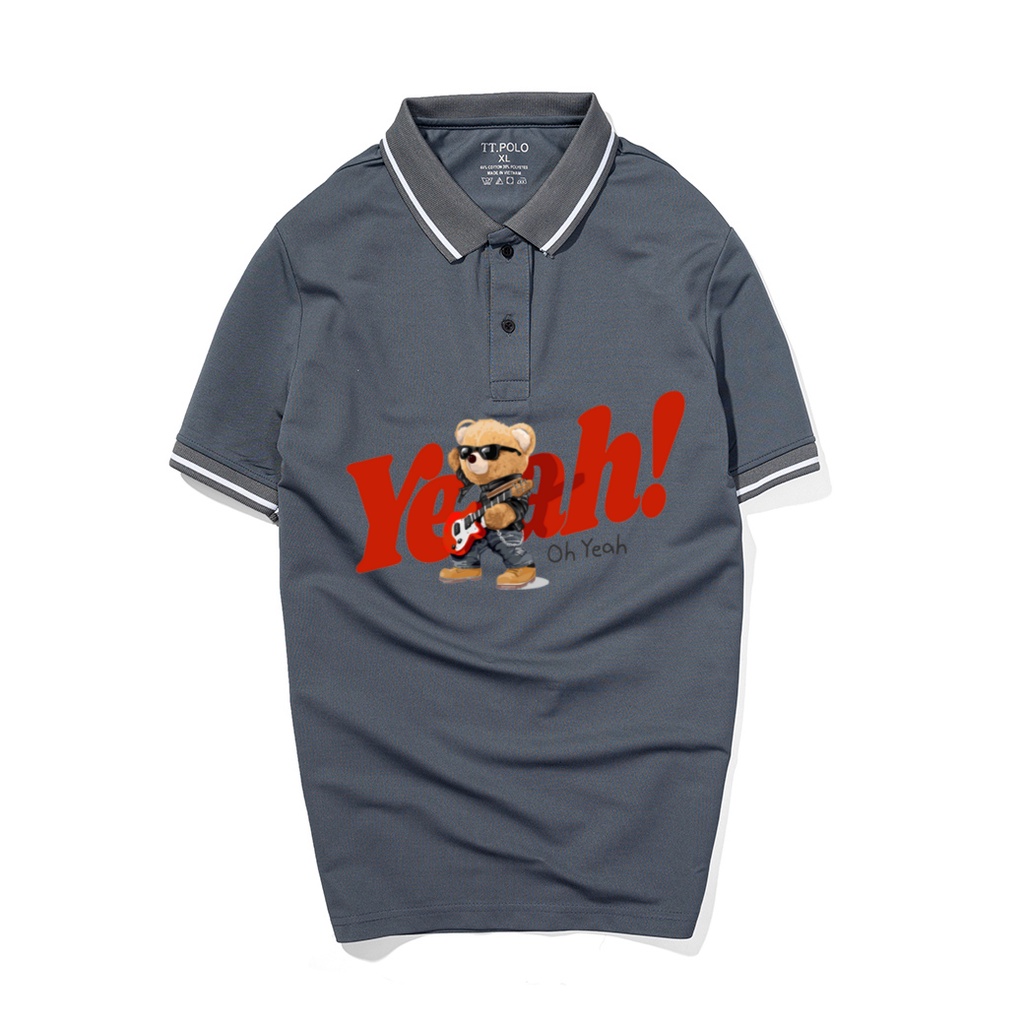 Áo Thun Polo Nam Basic cổ bẻ vải Cá Sấu chuẩn form,hình in sắc nét, Gấu Oh Yeal-SoHa Clothing
