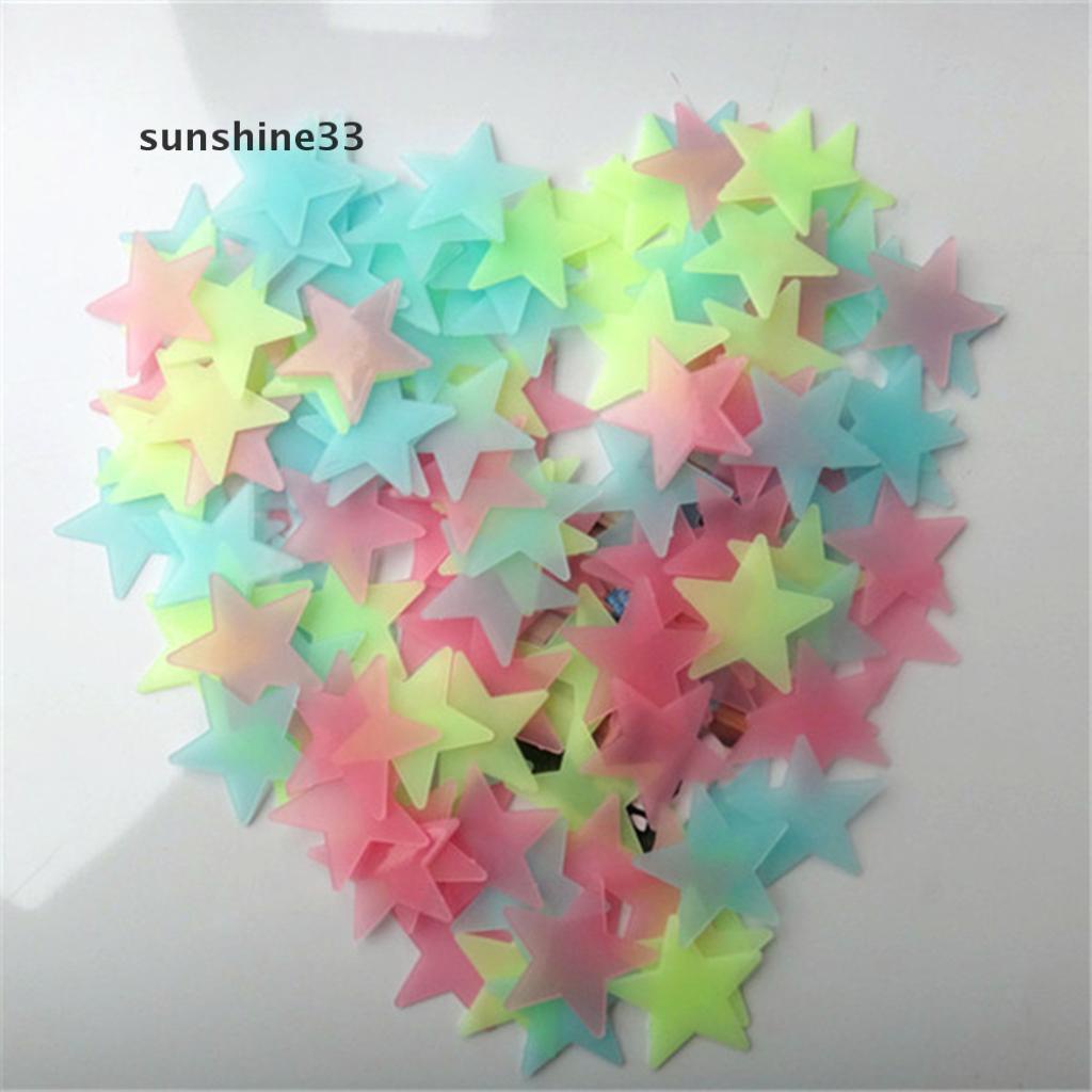 Bộ 100 miếng dán tường hình ngôi sao dạ quang trang trí phòng ngủ cho bé chất lượng cao