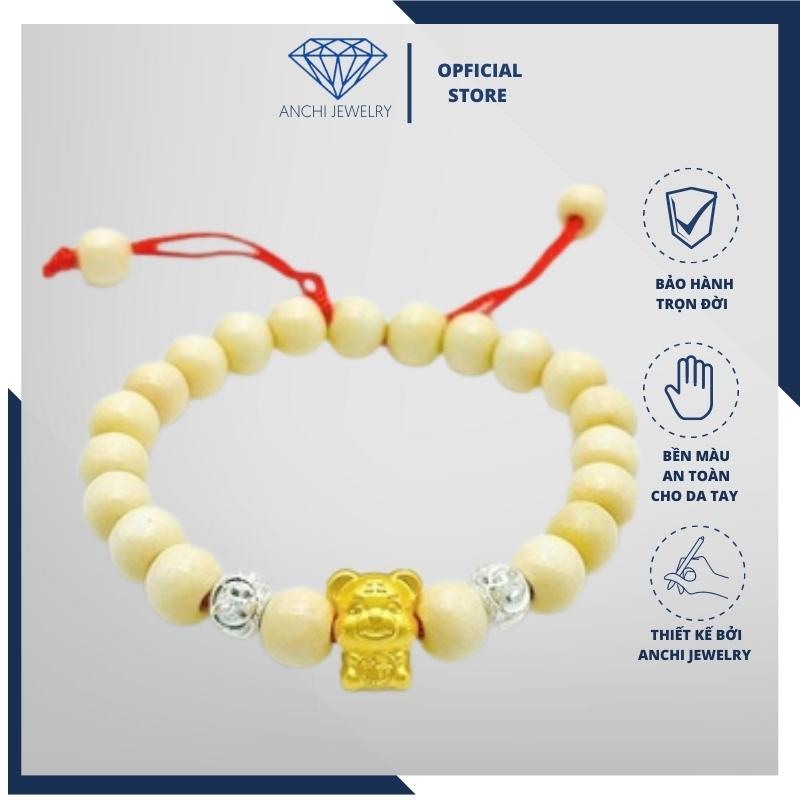 Vòng dâu tằm cho bé mix con giáp bạc ta mạ vàng, giúp bé ngủ tránh giật mình - Anchi jewelry