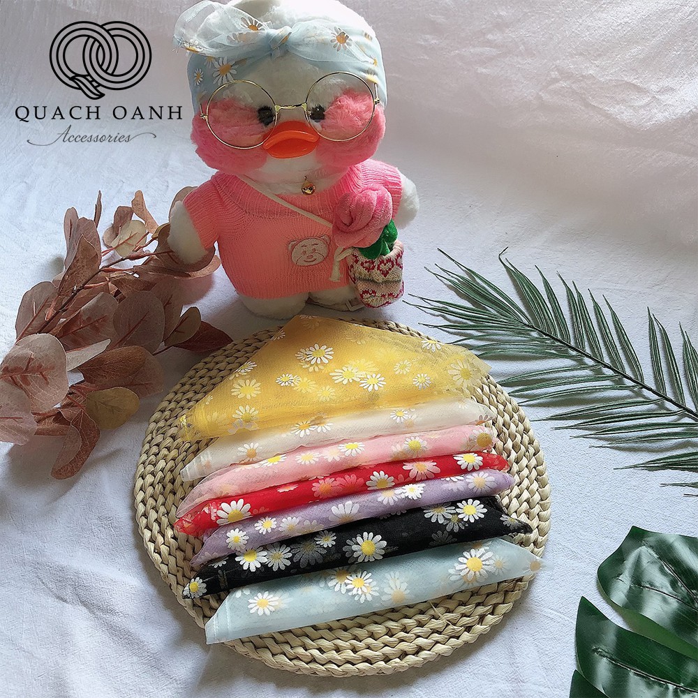 Khăn Bandana buộc cổ, buộc đầu họa tiết hoa cúc ren xinh xắn QO-BAN04