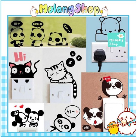 Decal dễ thương dán ổ điện 10*13cm - Hình dán tường trang trí Molangshop