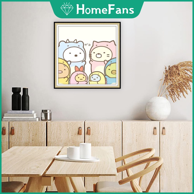 Bộ Tranh Đính Đá 5D Tự Làm Hình Sumikko 30x30cm / 40x40cm / 50x50cm Trang Trí Nhà Cửa