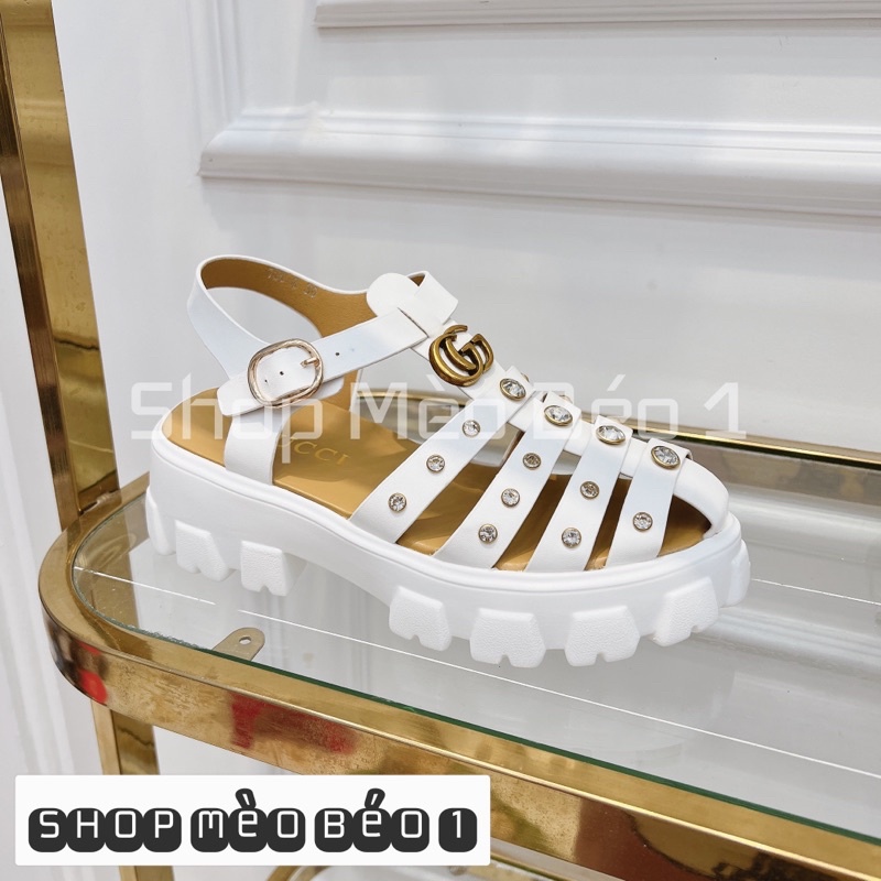 Sandal gc giọ đá tag đồng gót cao fullbox