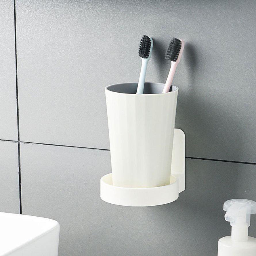Giá đỡ cốc trong phòng tắm Treo tường Không khoan Giá đỡ bàn chải đánh răng điện