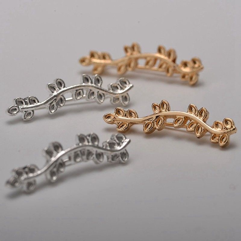 Hoa tai kim loại hình chiếc lá thanh lịch thời trang