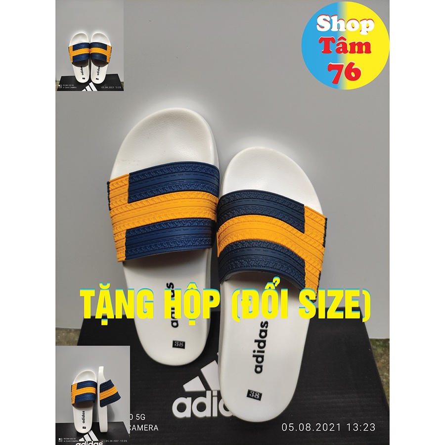 Dép quai ngang adidas - đế dúc im chữ - dép nam -   quai ngang -  thể thao .kèm hộp đen bóng.