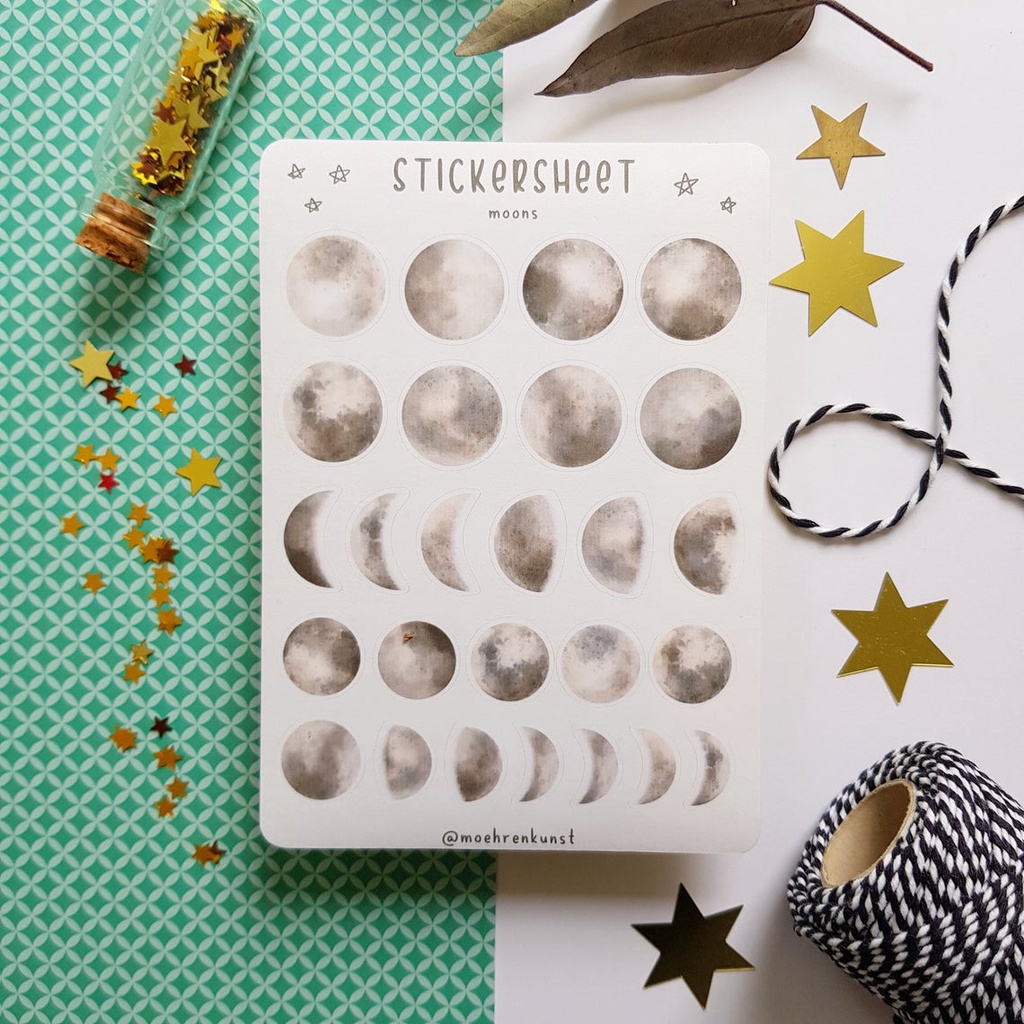Watercolor Moons - Chuyên dán sổ | Bullet Journal Stickers, Watercolor Stickers, Moon Sticker, Journal