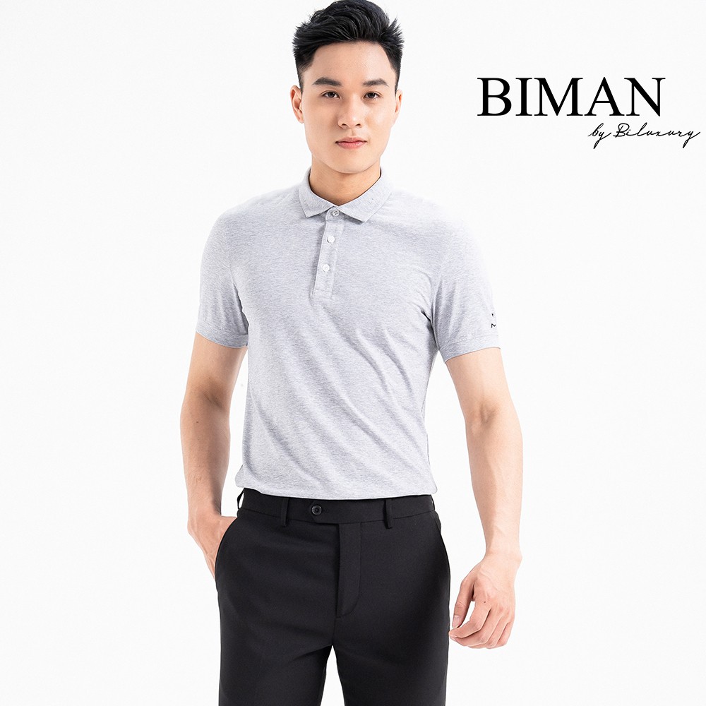 Áo polo nam Biman by Biluxury 5APCB001GHS thun có cổ công sở lịch lãm co giãn thoải mái vận động