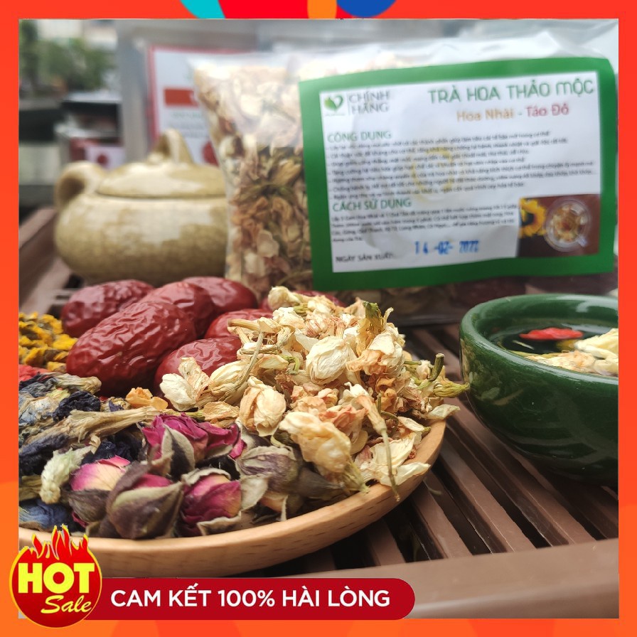 Trà Thanh Nhiệt Đẹp Da Hoa Nhài Đà Lạt - Táo Đỏ Tân Cương Sấy Khô Giúp Khử Mùi Tạo Hương Tự Nhiên 75 Gam